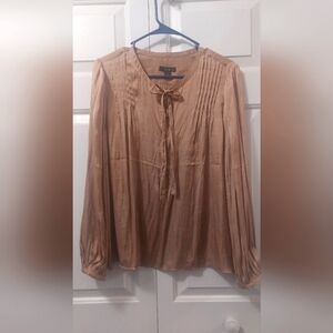 NWT J Crew Blouse, sz LG , tan silk